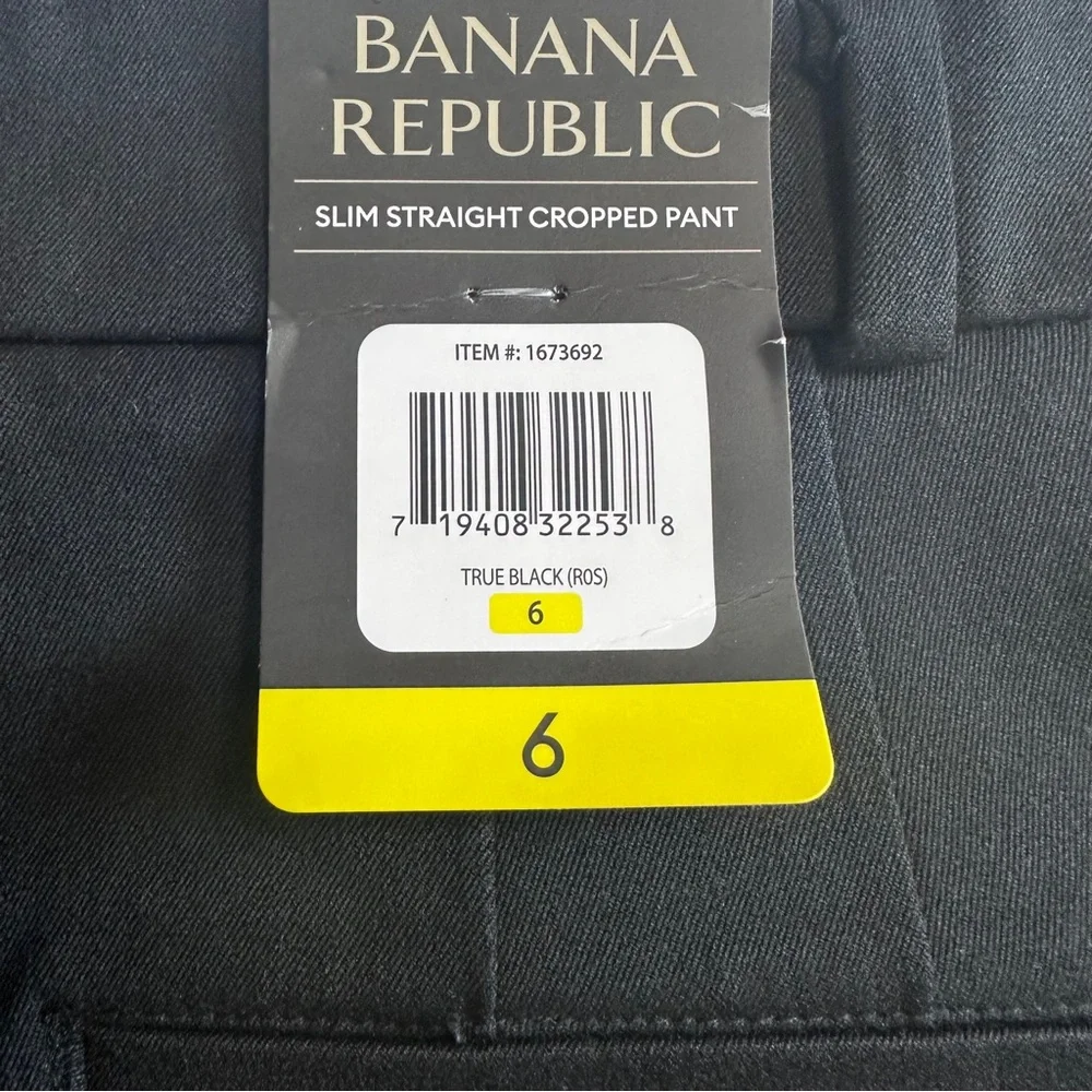 Banana Republic Slim Straight Cropped Pant Black‎ Womens 6 NWT